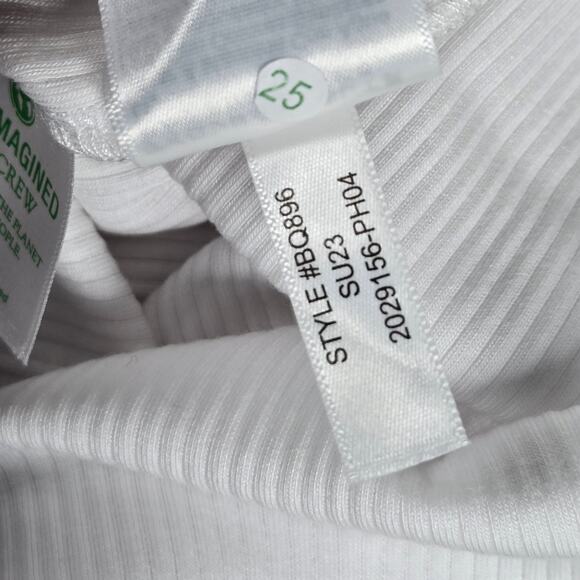 J. Crew Vintage rib puff-sleeve henley top L White BQ896 - Picture 5 of 9